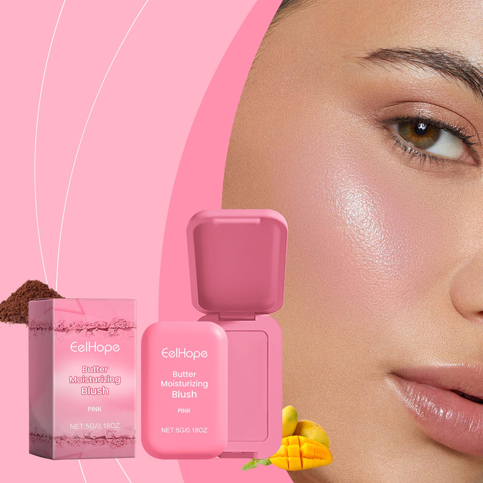Eelhope Butter Moisturizing Pink Blush Matte Rouge Nude Makeup Brightening and Contouring Blush