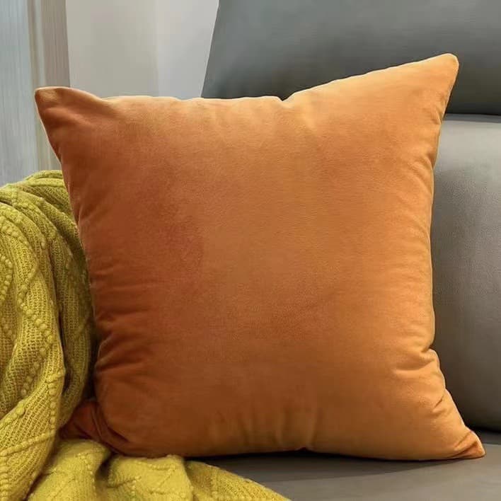 Cross-Border Simple Embroidered Orange Woven Houndstooth Decorative Throw Pillow Cover, Living Room, Insert Not Included
