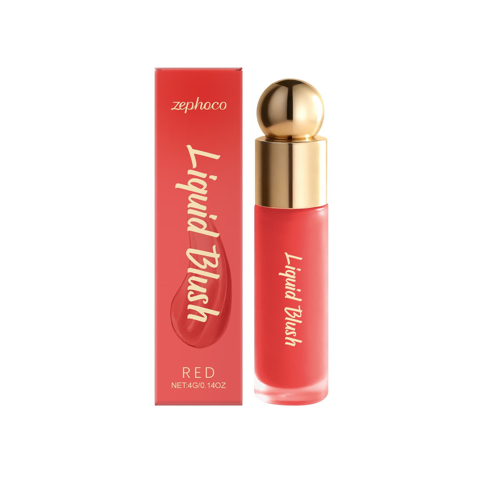 Zephoco Liquid Blush (Red) Makeup That Gives Color to Cheeks and Is Easy to Blend for an Atmospheric Look