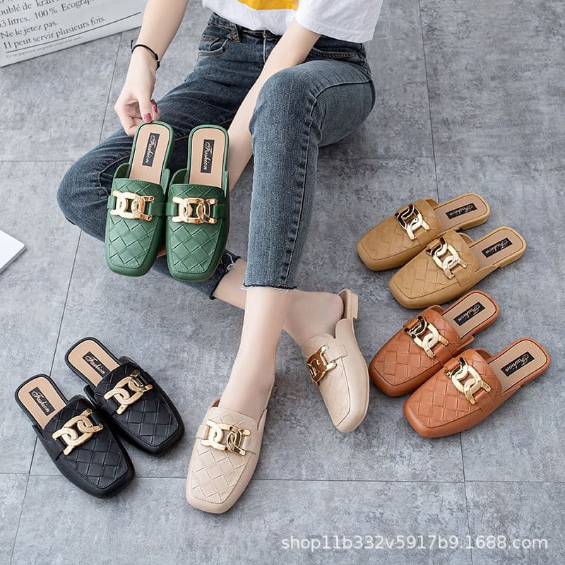 Baotou Half-Cup Shoes for Women's Summer Outer Wear New Fashion Lazy Shoes Household Non-Slip Flat Casual Sandals and Slippers Wholesale