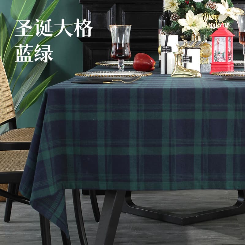 Cross-Border Classic Red and Green Plaid Table Cover Party Christmas Plaid Tablecloth Decorative Rectangular Tassel Tablecloth