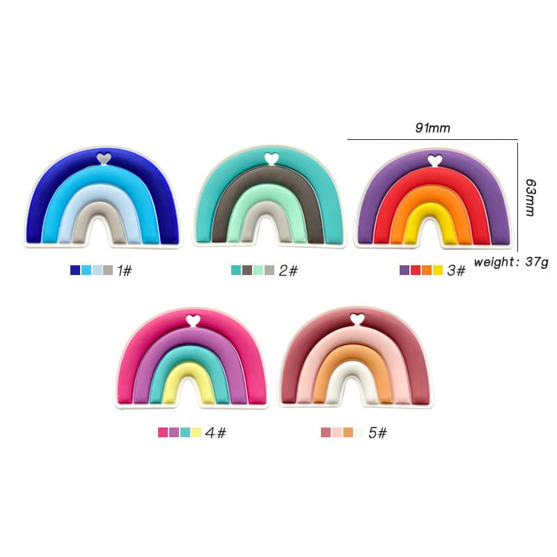 Rainbow Chewable Baby Anti-Bite Food-Grade Children's Chewing Teething Stick Boilable Silicone Teether