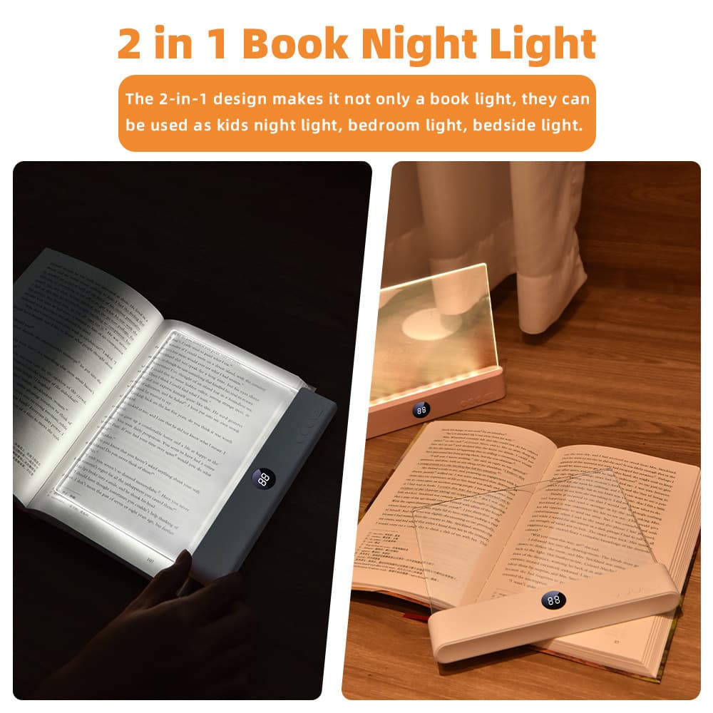 New LED tablet reading light, rechargeable, portable for dormitories, bedrooms, and students, with USB port.