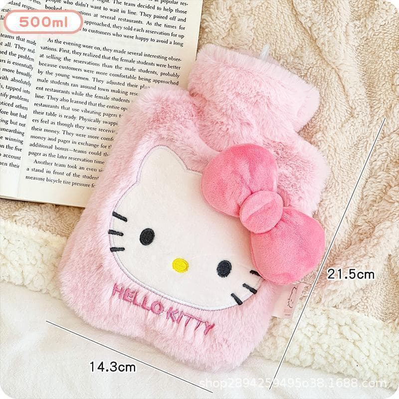 Sanrio Kuromi Hot Water Bottle for Female Students Cute Cartoon Winter Warm Belly Heating Pad Portable Hot Water Bag