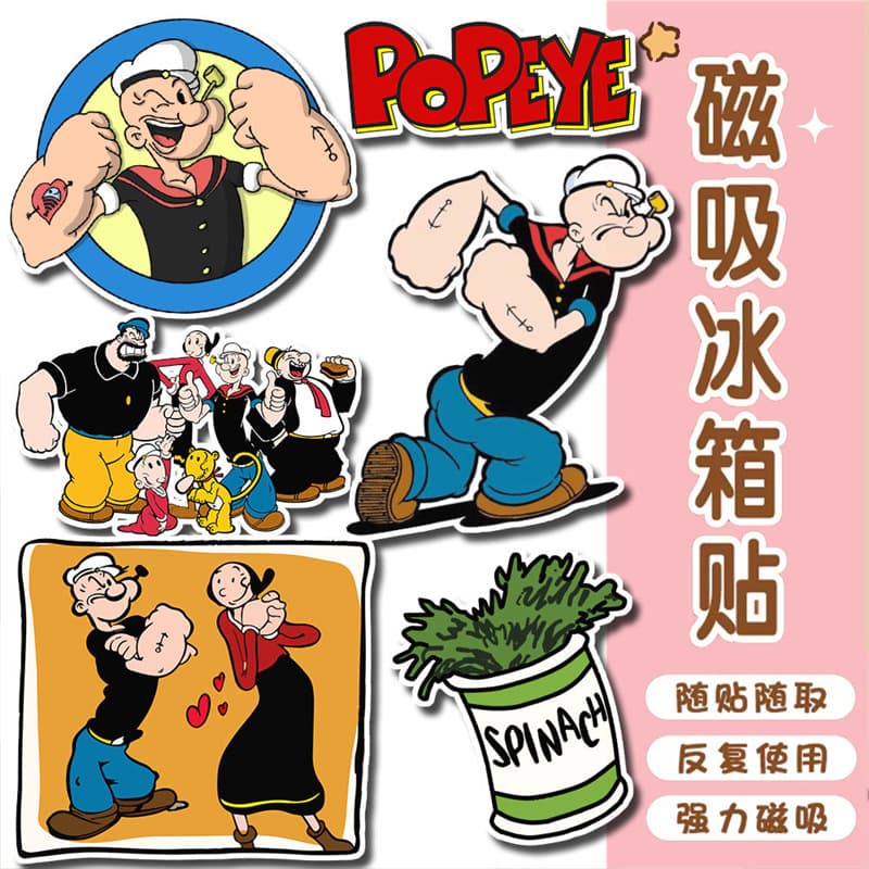 Popeye Magnetic Sticker Cartoon Fridge Magnet Retro Anime Decorative Magnet Message Magnet Magnetic Sticker