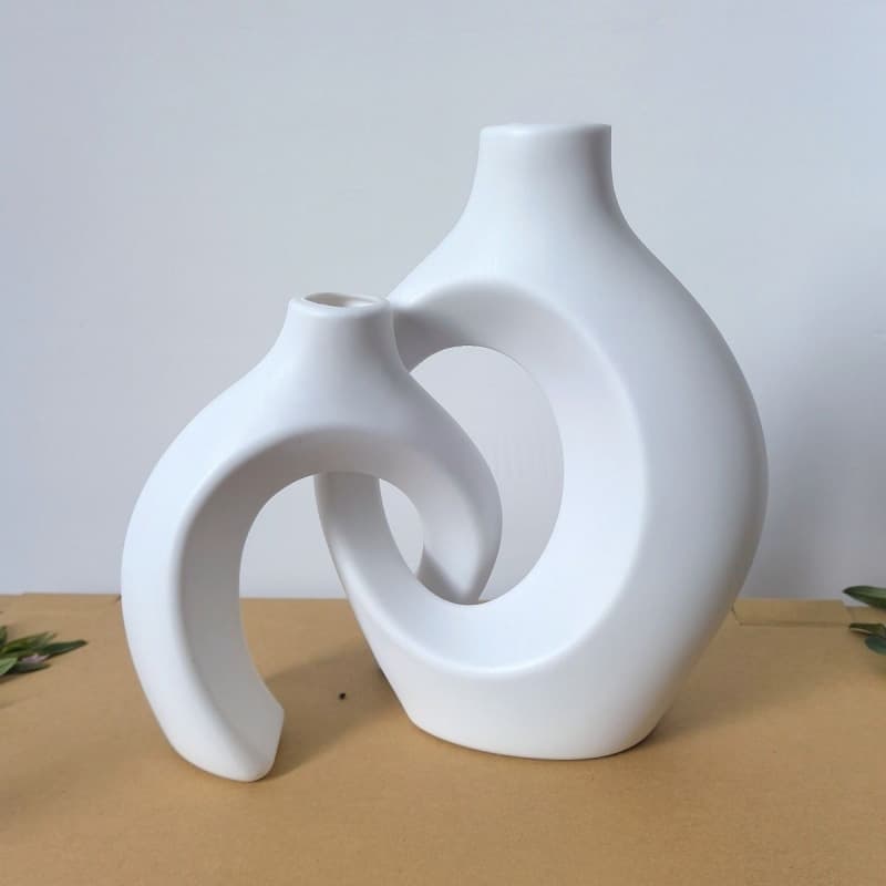 Plastic imitation ceramic vase ornament, living room/office decoration, water-based vase, desktop display, Nordic style flower vase