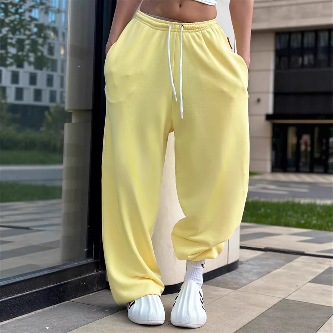 Amazon EU/US Cross-border Casual Women's Street Style Drawstring Pants Y2K Loose Fashion Waist-cinching Wide-leg Pants for Women