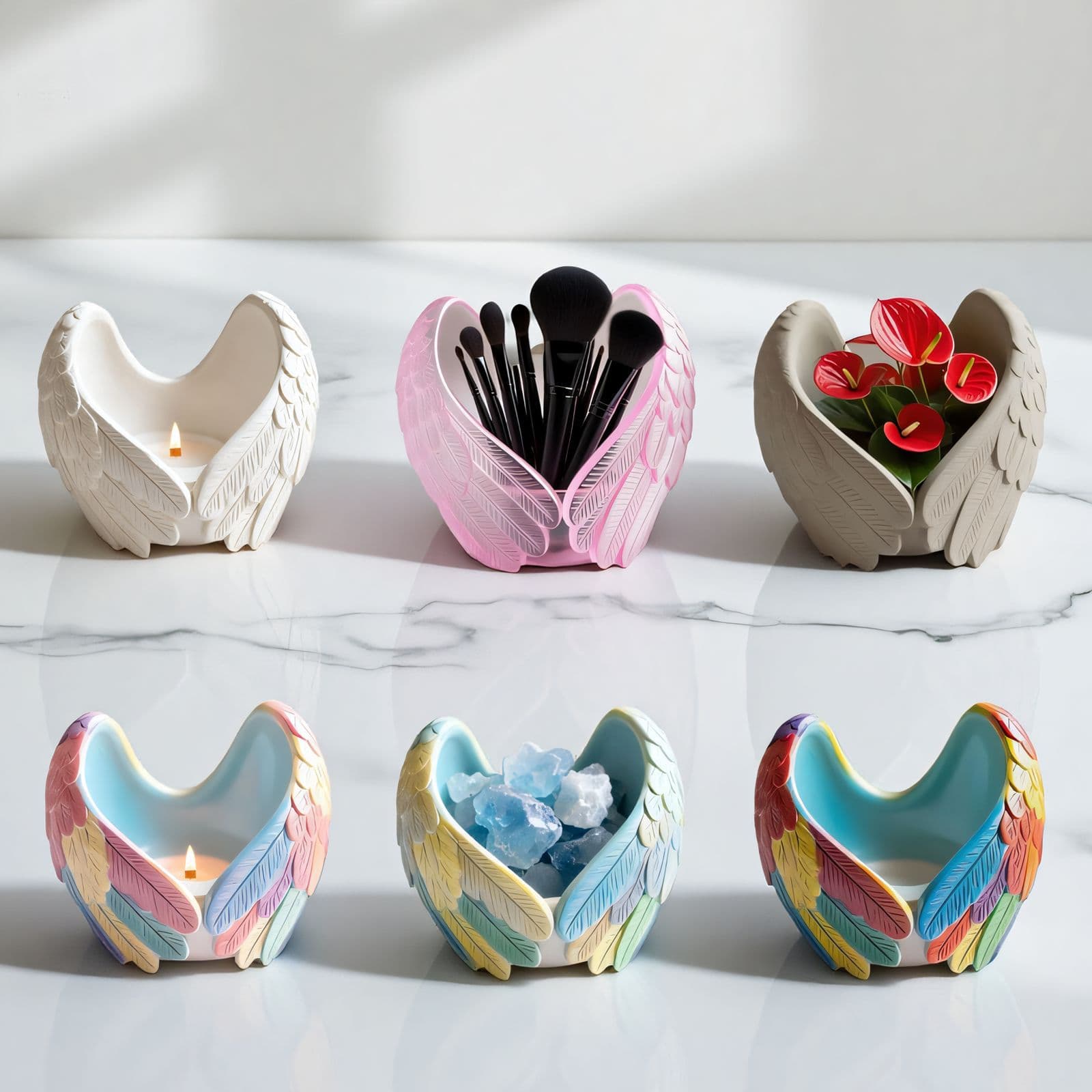 Lexin Angel Wings Aromatherapy Candle Gift Gypsum Cup Container Ins Style Scent Diffuser Decoration