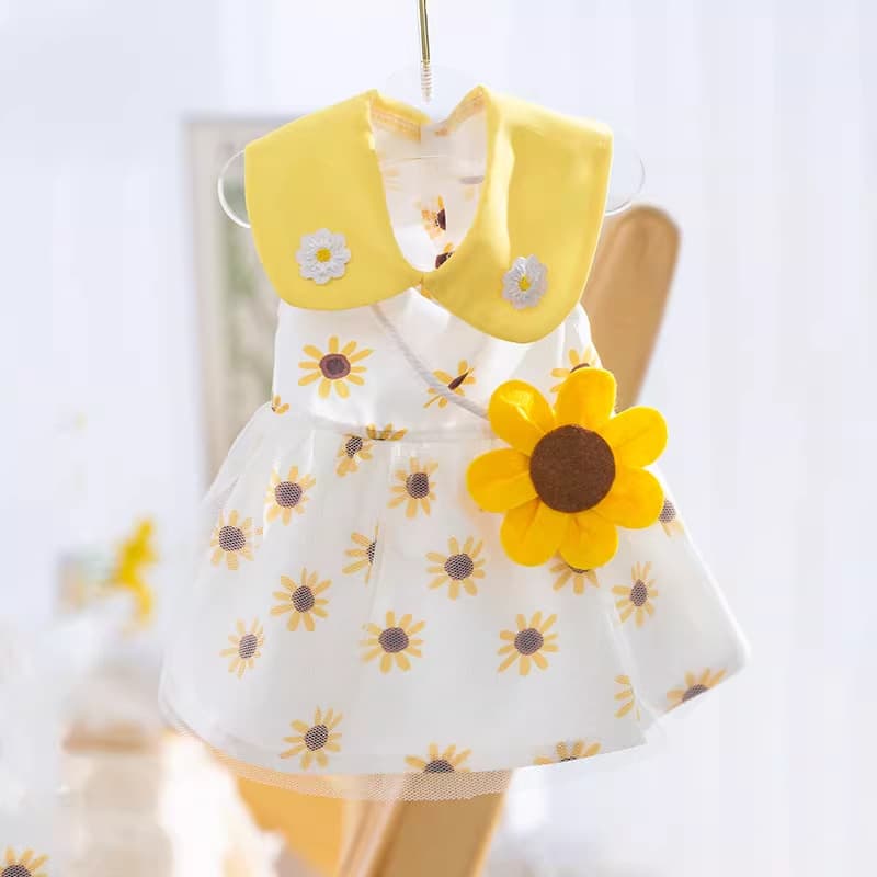 Spring and Summer Lightweight Floral Fairy Dress Princess Dress Two-Leg Pet Clothing for Cats and Dogs