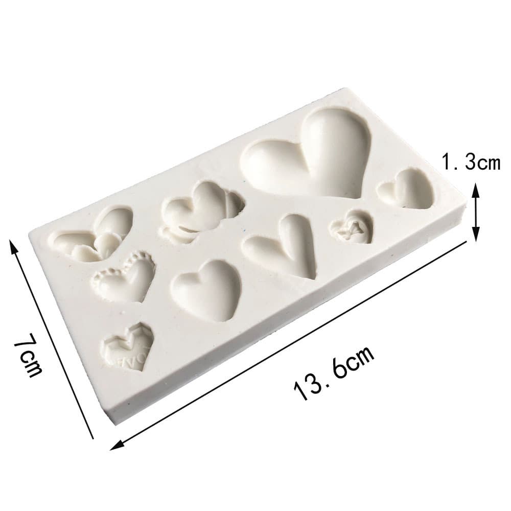 New and varied heart-shaped silicone chocolate molds, DIY liquid fondant, polymer clay tools