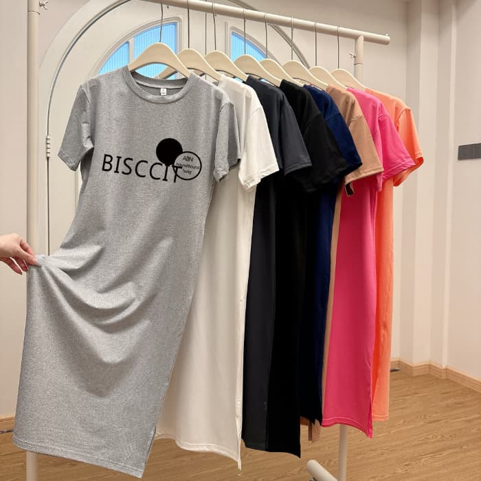 Real Shot # Imitation Cotton Feel # Korean Nightgown Summer Skirt Long Knee-Length Casual Home Wear Large Size Loose Dress