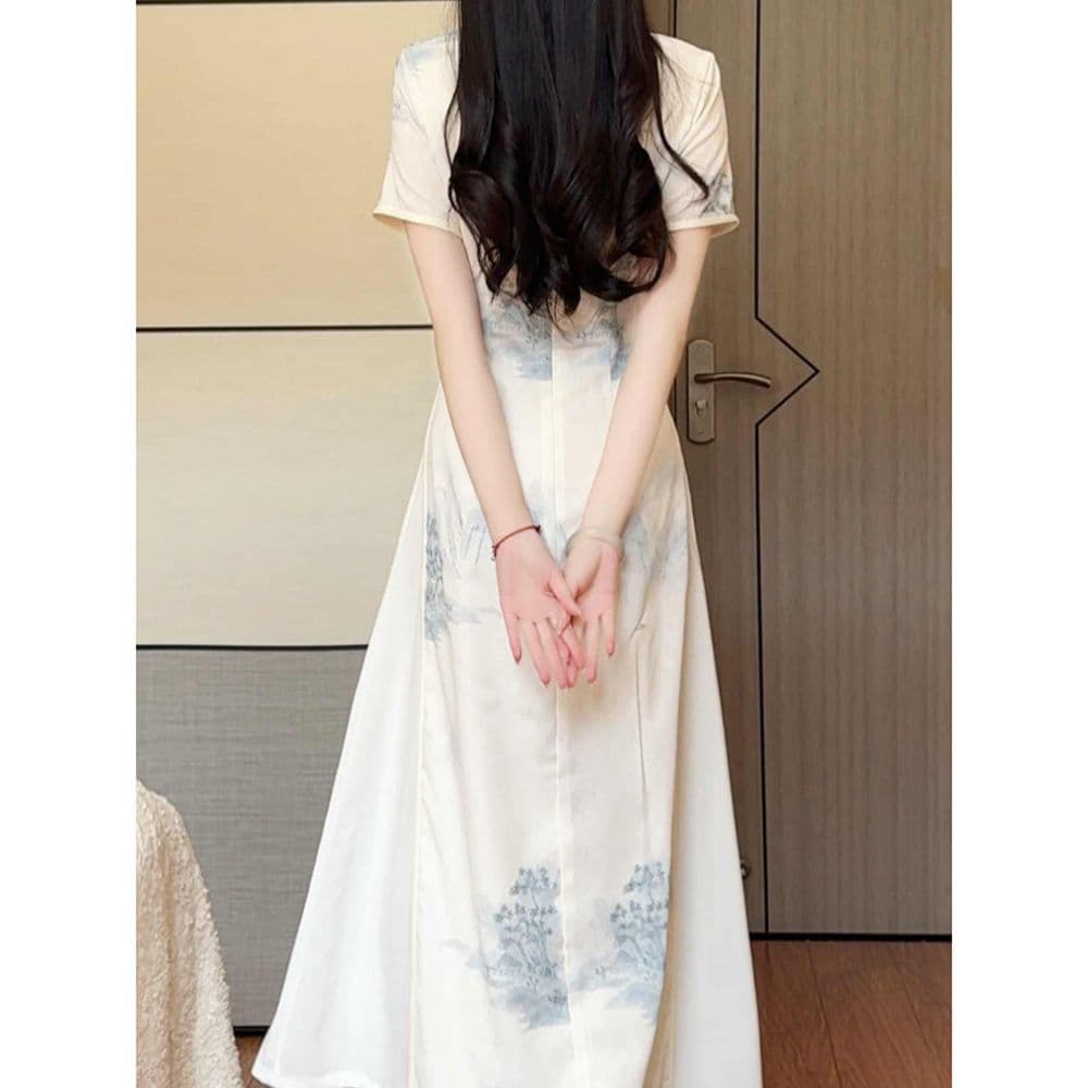 New Chinese Style National Style Improved Cheongsam Elegant Young High-end Sense 2025 Spring and Summer New Retro Engagement Daily