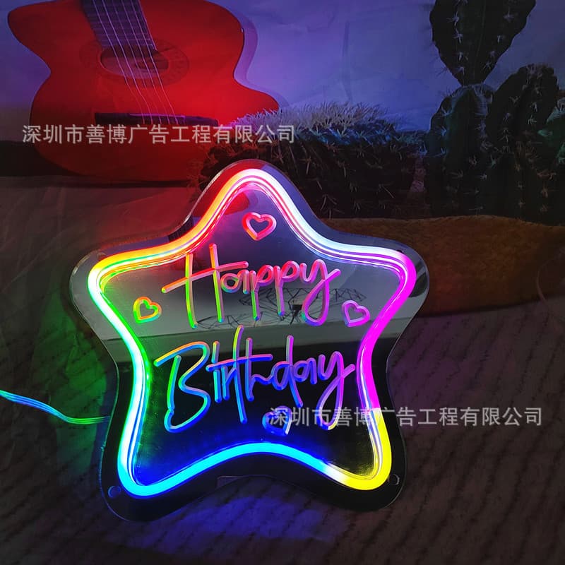 Cross-border USB Neon Rainbow Light Barbershop Scissors Shape LED Colorful Decorative Atmosphere Light Glowing Advertising Sign