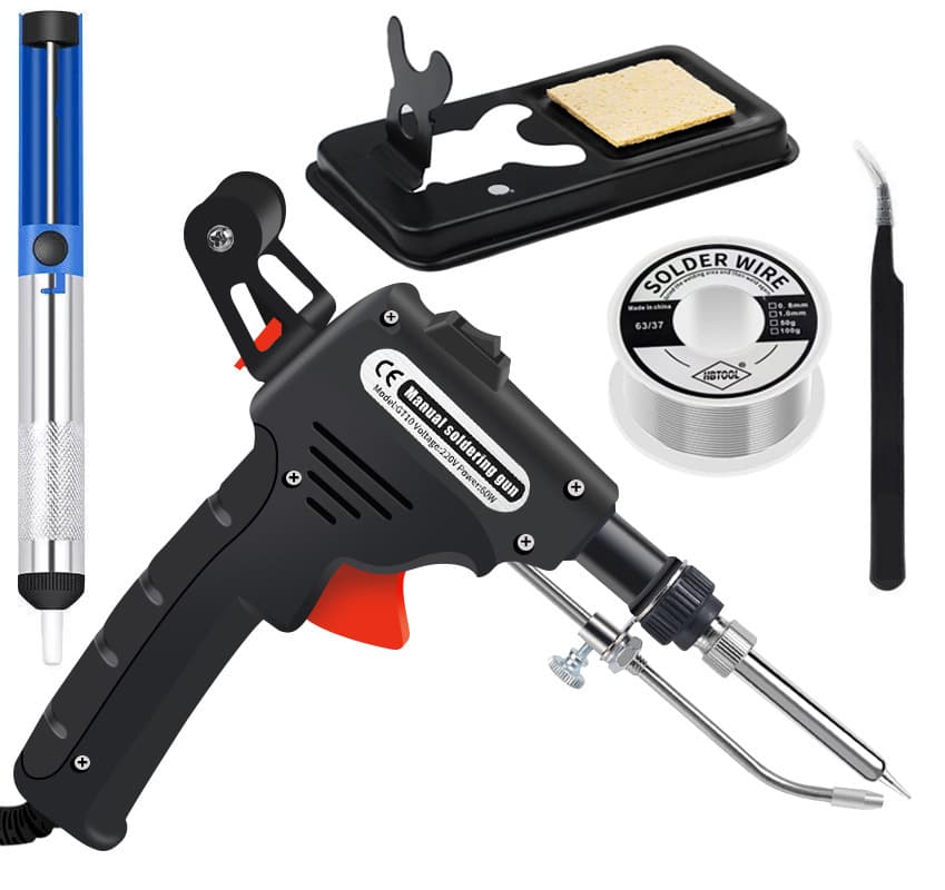 Black Handheld Solder Feed Gun Kit with Light and Switch, Automatic Soldering Gun 60W, Household Electric Soldering Iron Tool