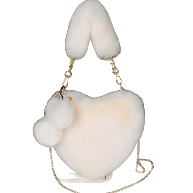 Handheld Plush Heart Bag Love Bag Women Chain Crossbody Bag Shoulder Bag Versatile Spring Handheld Plush Love