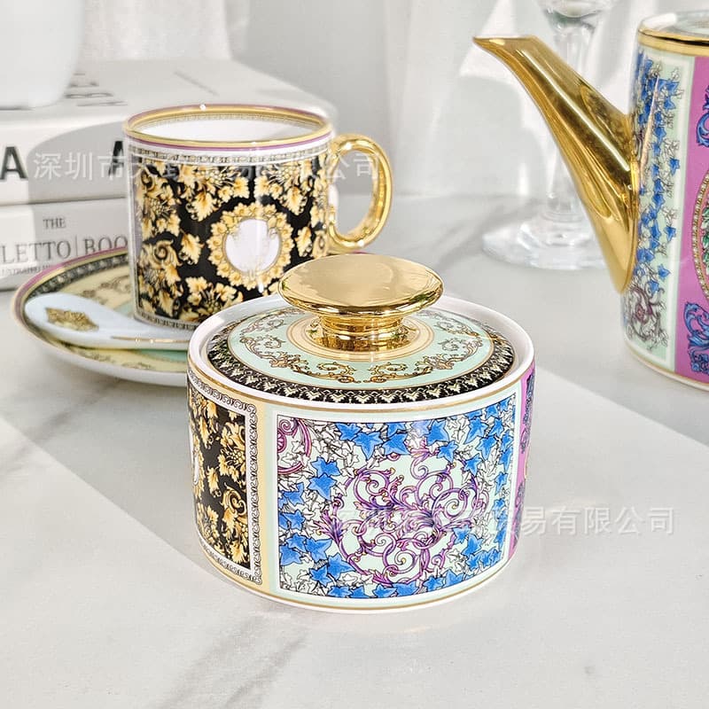Cross-Border Direct Sales Fanjia Basik Kaleidoscope Coffee Set European Bone China Afternoon Tea Tea Set Gift Wholesale