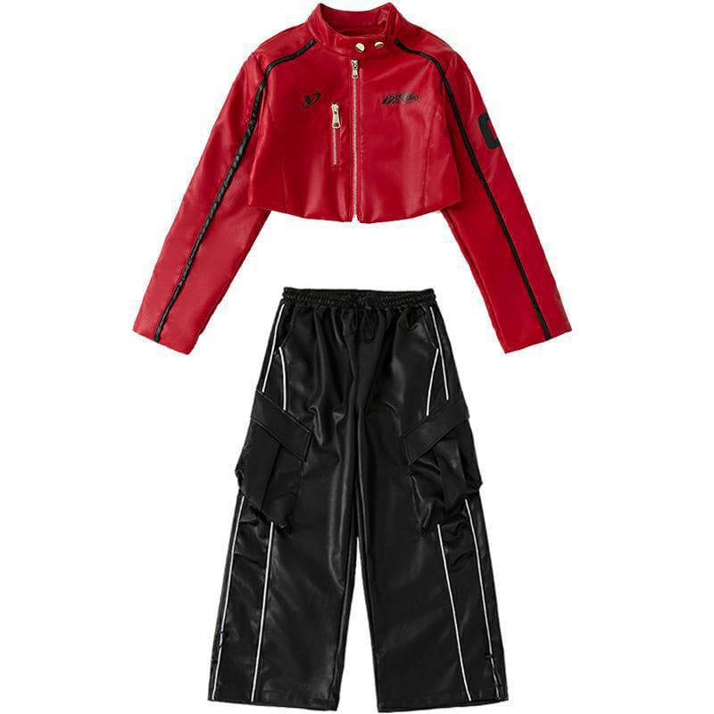 Jazz Dance Girls' Clothing Hip-Hop Trendy Cool Long-Sleeved Jacket Jazz Dance Girls' Children's New Year's Day Street Dance Performance Outfit