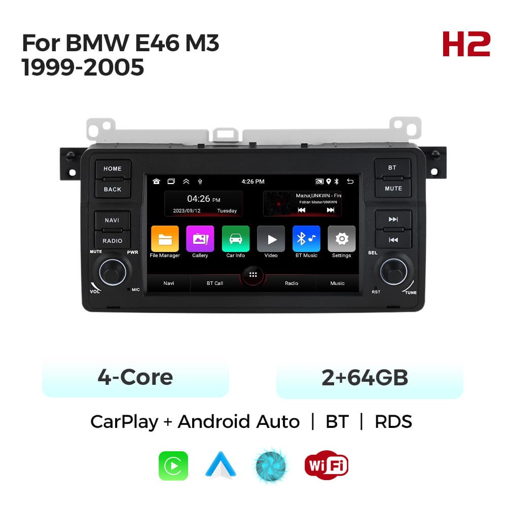 For BMW E46 M3 1999-2005 Upgrade 7-inch Android Rear View Bluetooth Carplay Navigation Screen