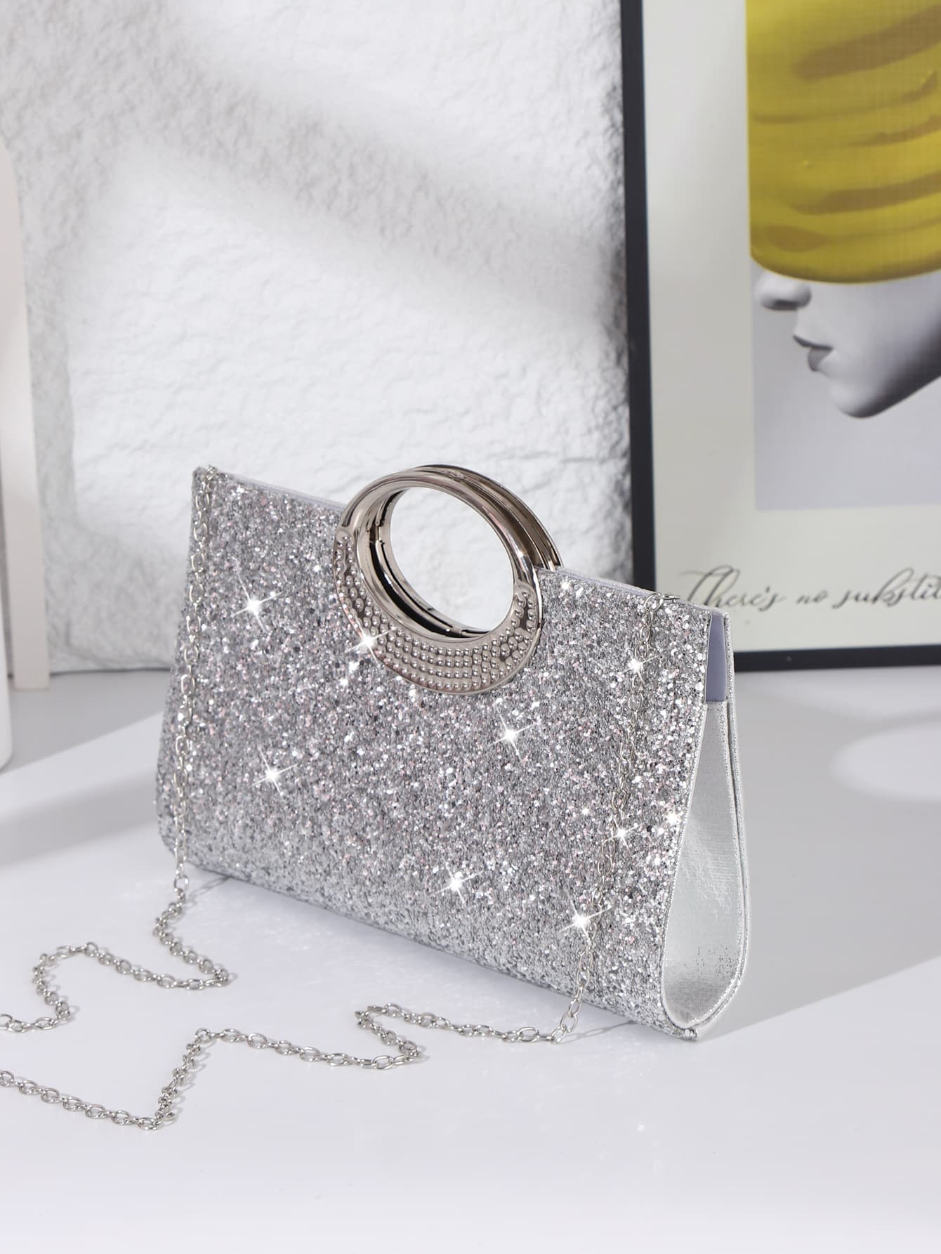 Cross-Border Amazon Popular New Dinner Bag Party Bag Shiny Handbag Shiny Banquet Handbag Dress