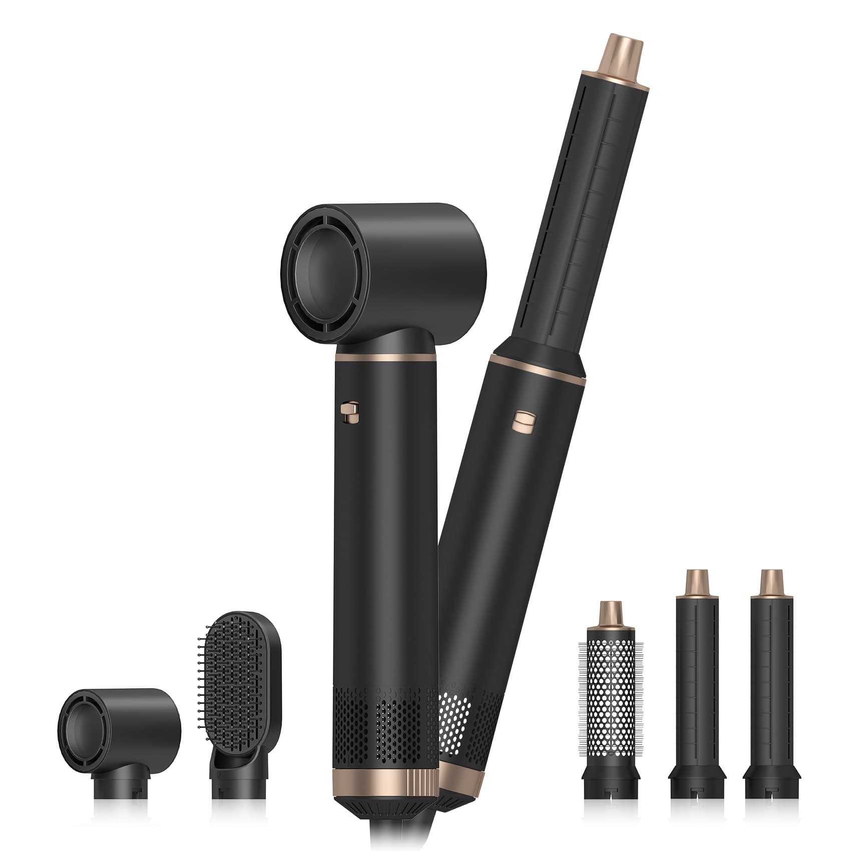 Cross-Border Bestseller Patented Private Mold Five-in-One High-Power Low-Speed Brushed Hot Air Comb Curling Iron Straightener Hair Dryer