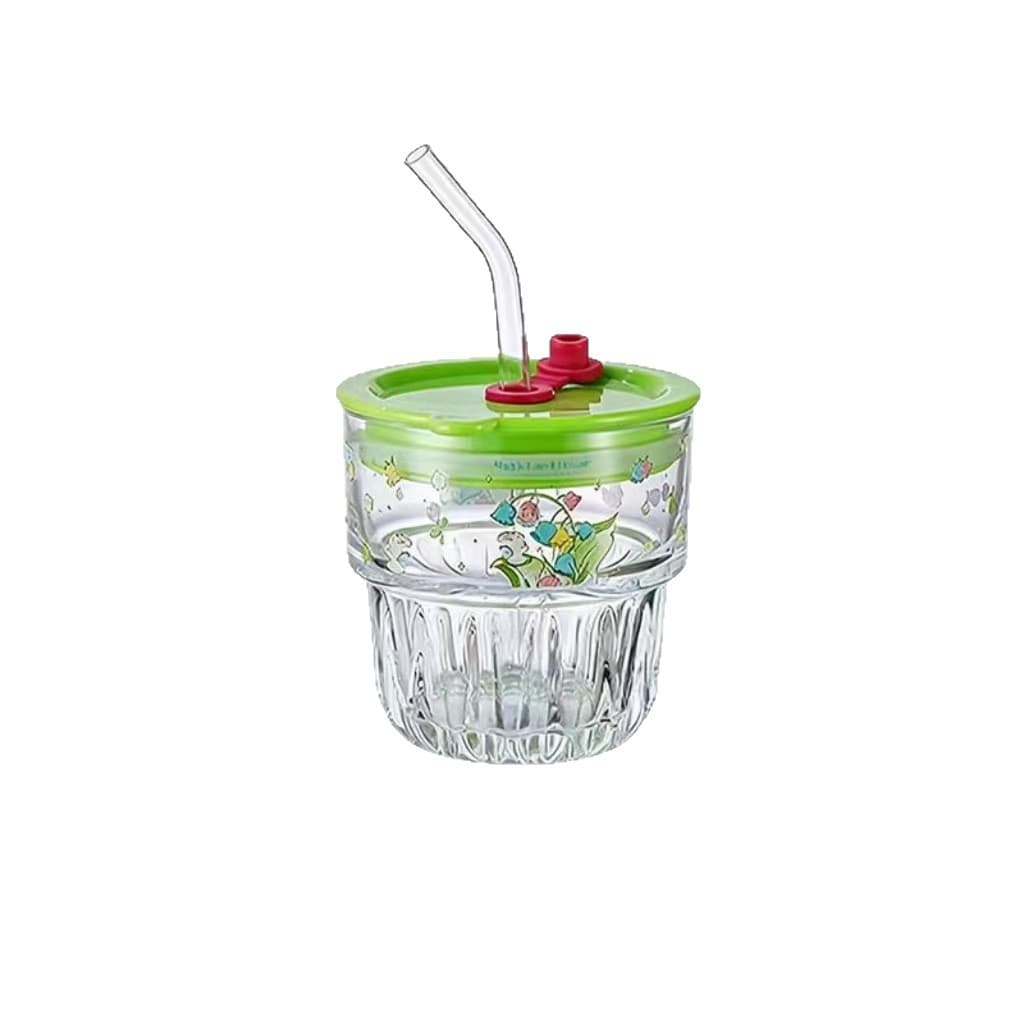 New Cute Cartoon Straw Cup Glass Cup High Appearance Couple Tea Water Cup Women Gift Wholesale
