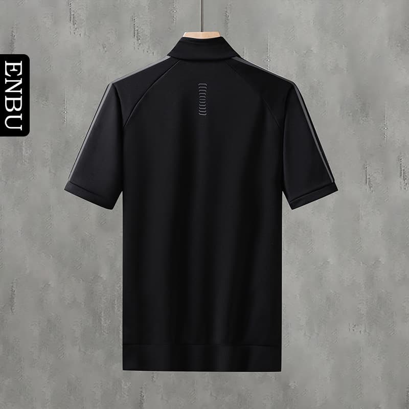 Enbu's New Summer Style Ice-Feel Quick-Drying Short-Sleeved T-Shirt Sports Casual Running Men's Half-Zip Stand-Up Collar Polo Shirt