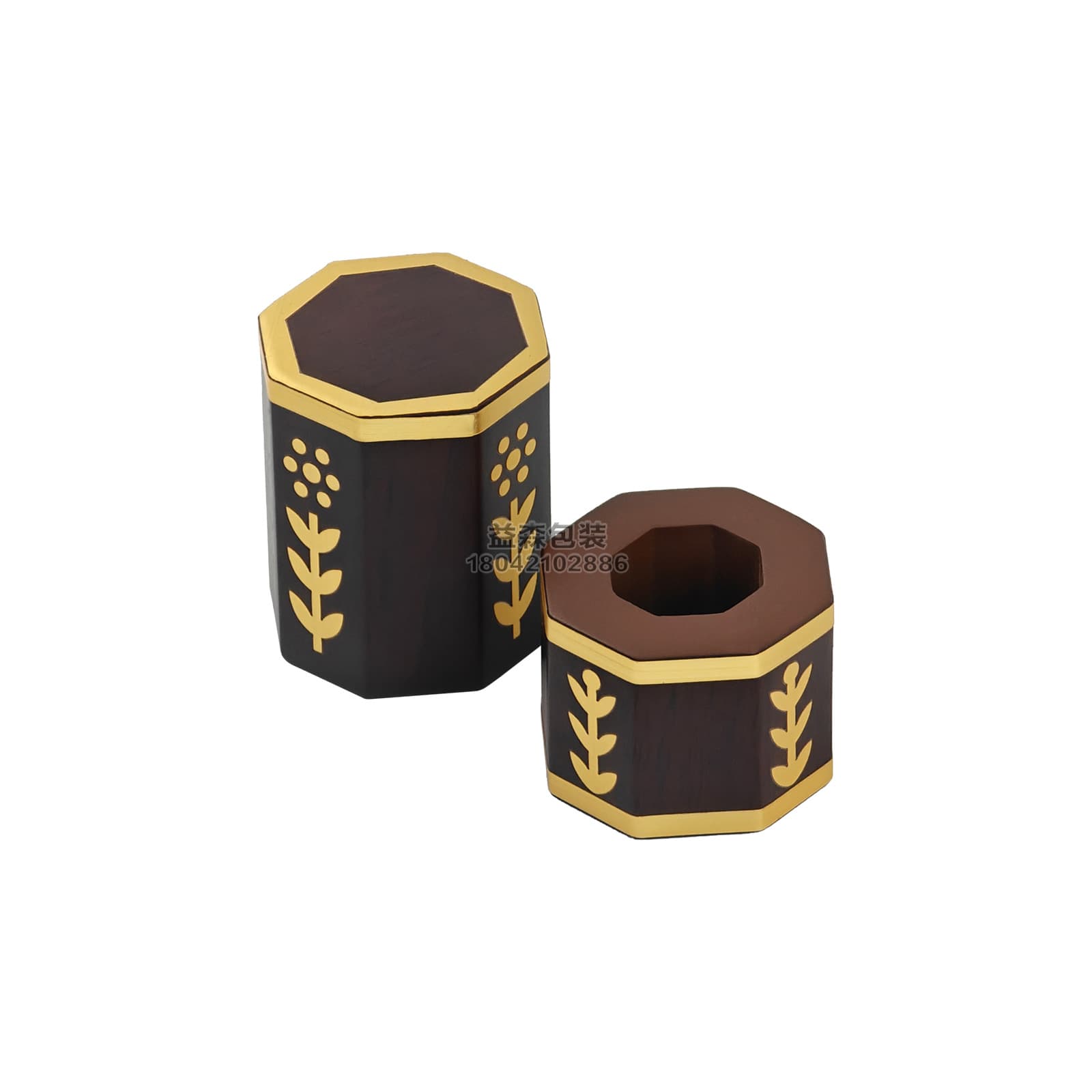 Factory Customized Ebony Gold Foil Edge High-Quality Perfume Box Essential Oil Box Storage Box Special Wooden Box for Gift Giving