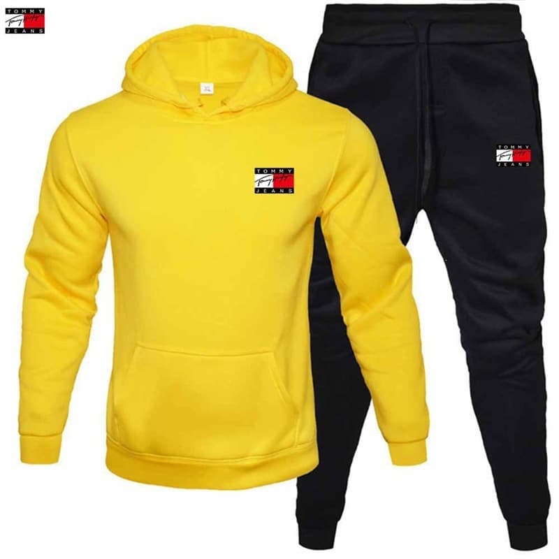 New European and American style hooded sweatshirt and sweatpants set, comfortable unisex pullover printed loose hooded sweatshirt set