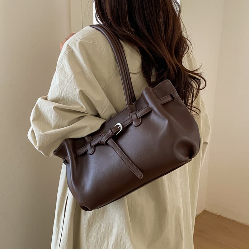 Korean Style Niche Simple Solid Color Single Shoulder Crossbody Bag for Women, Large Capacity, Fashionable and Textured Handbag Tote Bag, Casual Backpack