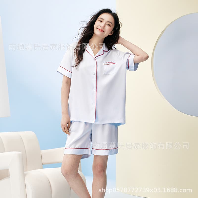 100% Tencel Lyocell Pajamas for Women Short Sleeve Shorts Spring Summer Couple Homewear Premium Set