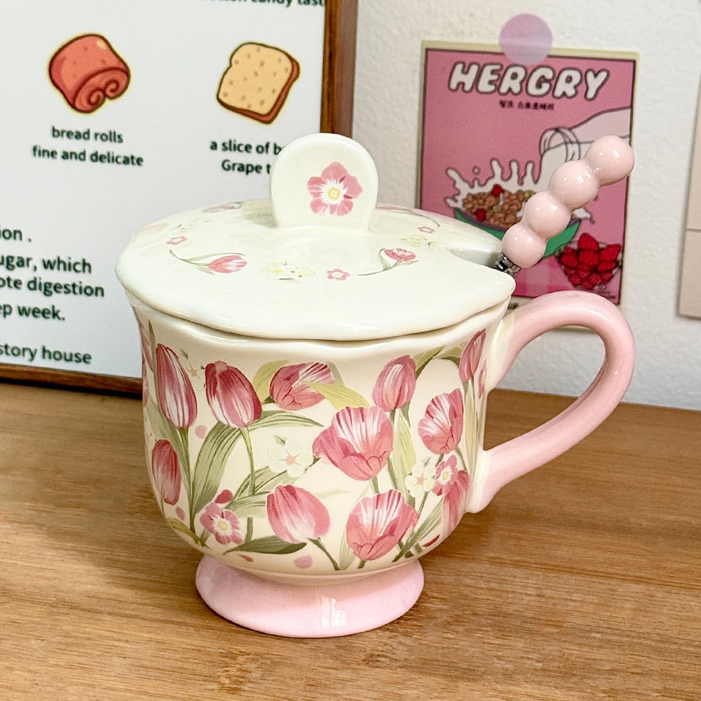 Floral Ceramic Mug for Couples, Home Coffee Cup, Gift for Women, High Appearance Water Cup