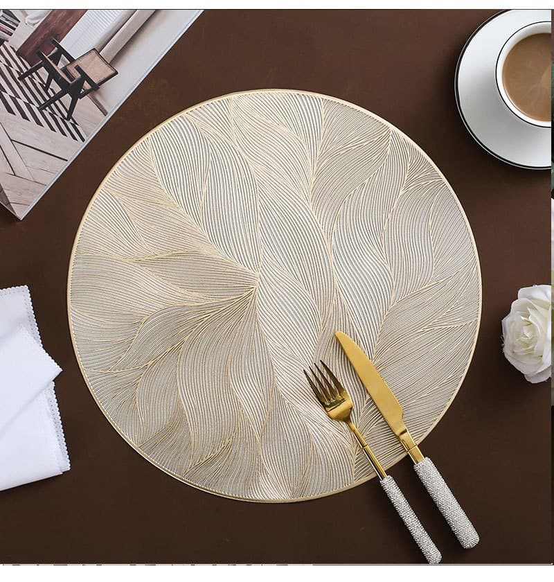 Cross-border hot-selling floral PVC hot-stamped placemat, washable, oil-proof, heat-insulating, Nordic style, Instagram-worthy home table mat