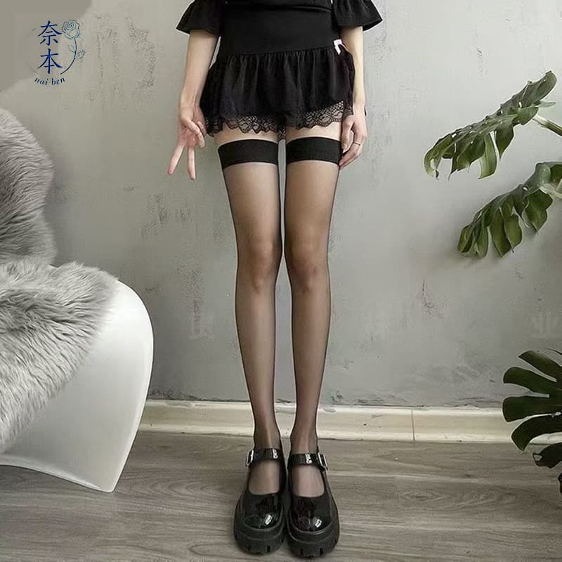 Sexy Stockings Open Crotch Black Silk Lingerie Tearable No Need to Remove Passionate Open Crotch Pure Desire