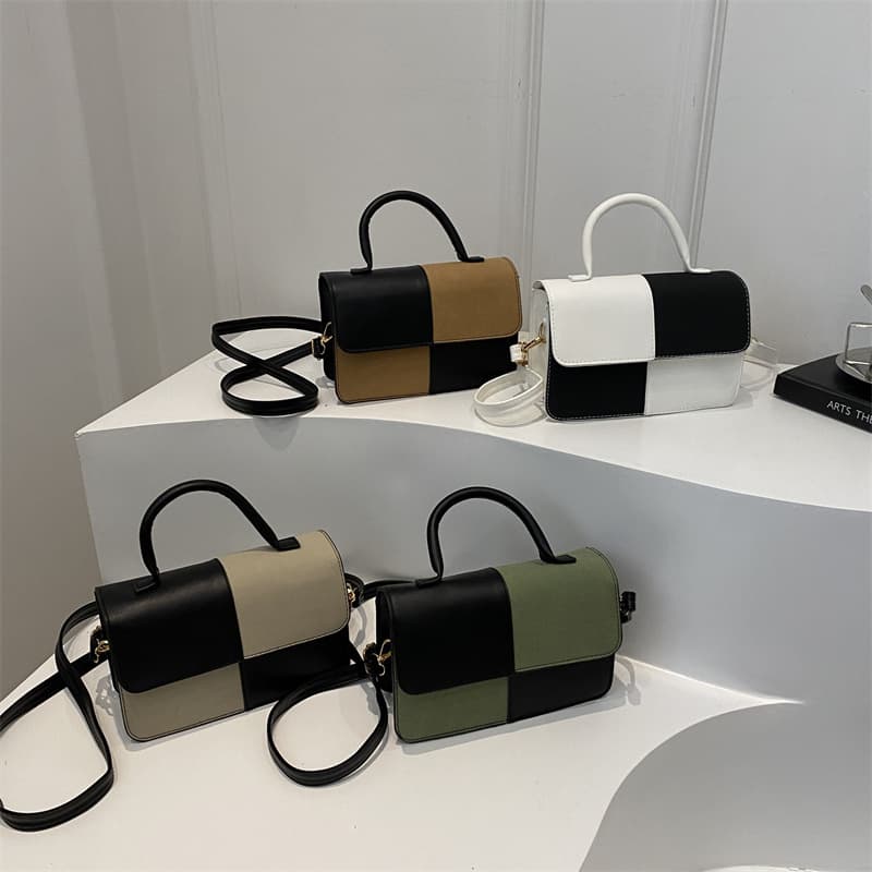 Patchwork Fashion Textured Women's Commuter Handbag 2024 New Trendy Shoulder Crossbody Small Square Bag