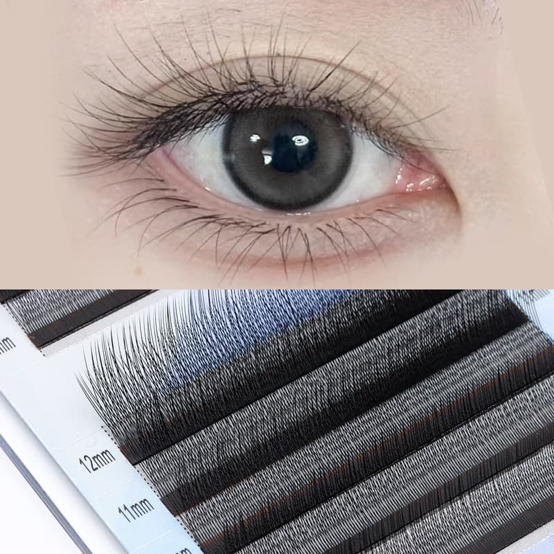 Long Short Small Velvet Eyelash Extensions Slanted Natural Soft Layered Interwoven V YY Style Chinese False Lashes