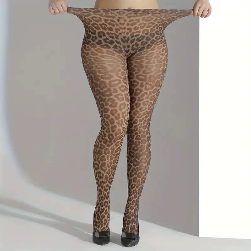 Leopard print digitally printed 3D printed stockings, new cross-border style, leopard sexy pantyhose, core-spun silk ultra-thin stockings
