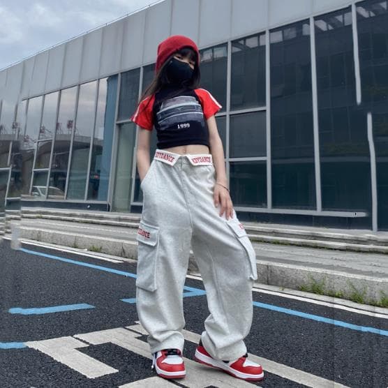 Summer children's short-sleeved slim-fit cargo pants two-piece set, trendy and cool street dance outfit, jazz dance performance costume