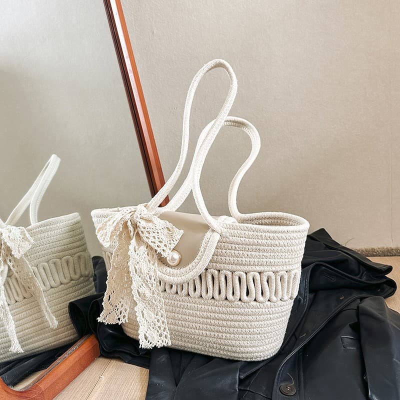 New Straw Woven Bag Vacation Backpack Fashionable Large Capacity Tote Travel Beach Bucket Bag