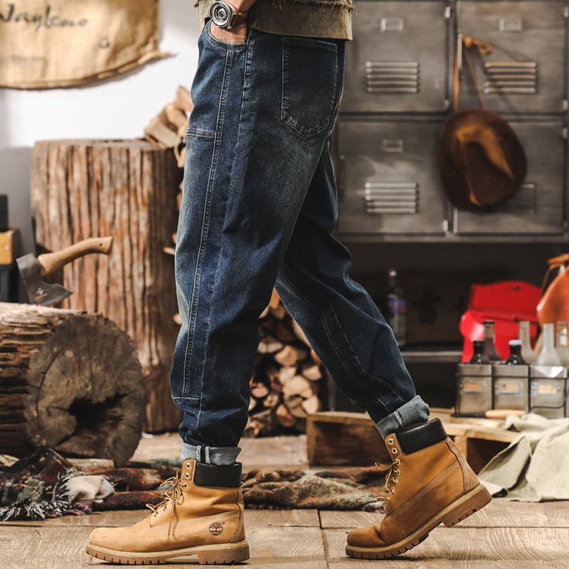 American retro jeans, 2024 new trendy men's trousers, autumn and winter style, loose straight leg, washed casual pants.