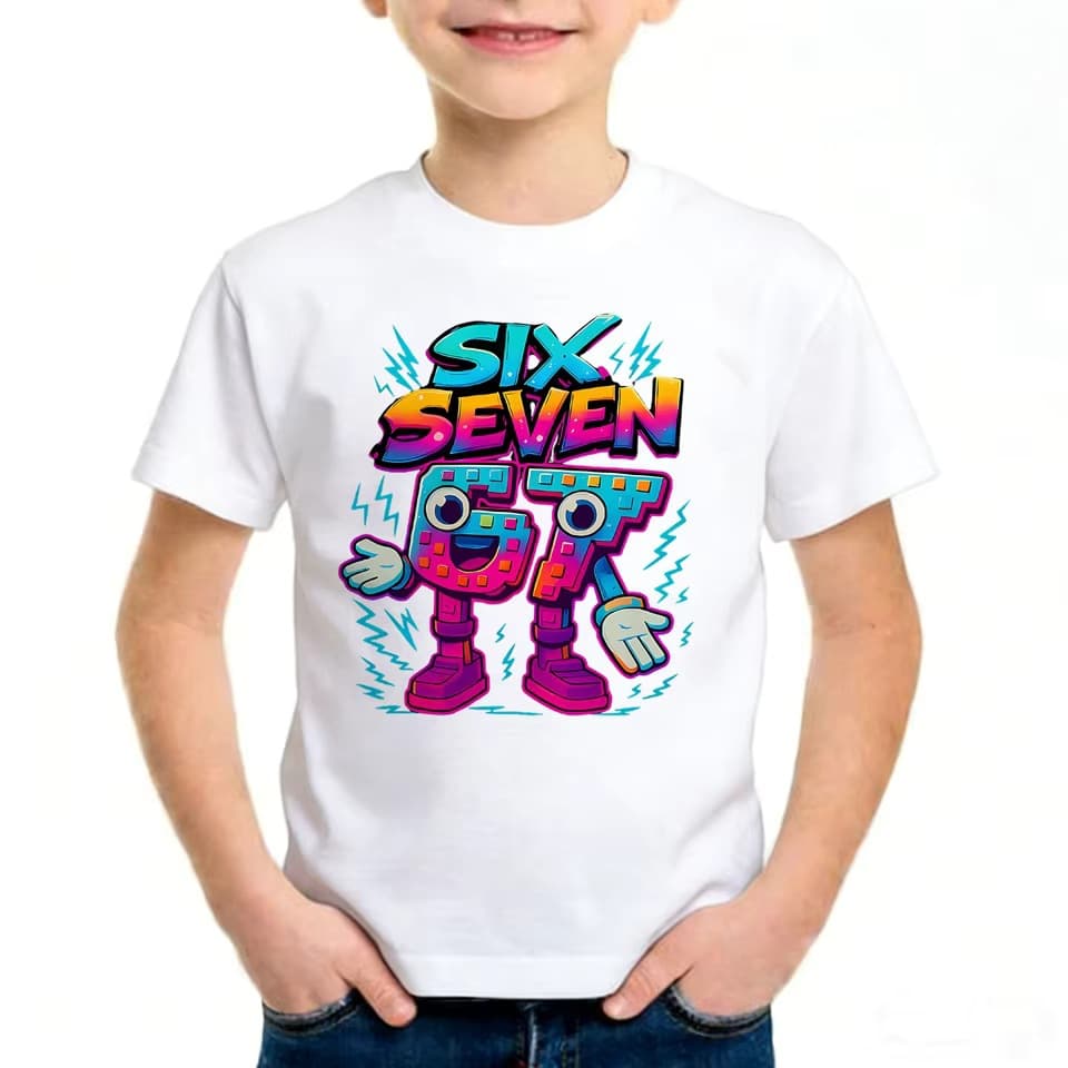 Neutral Unisex Kids Brainrot 67 Digital Graphic Print T-Shirt