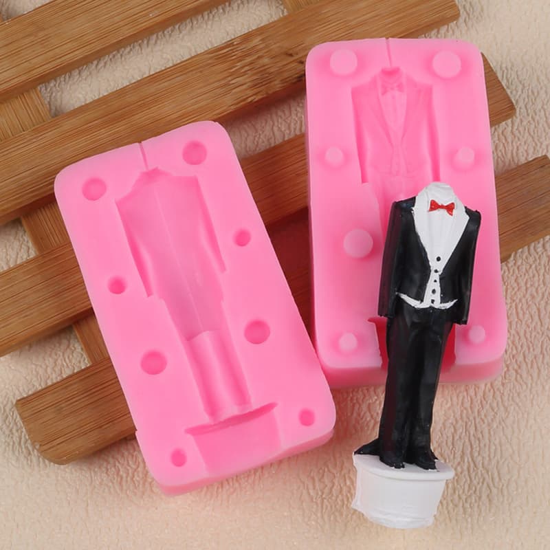 DIY Suit Tuxedo Chocolate Candy Candle Decoration Making Silicone Mold
