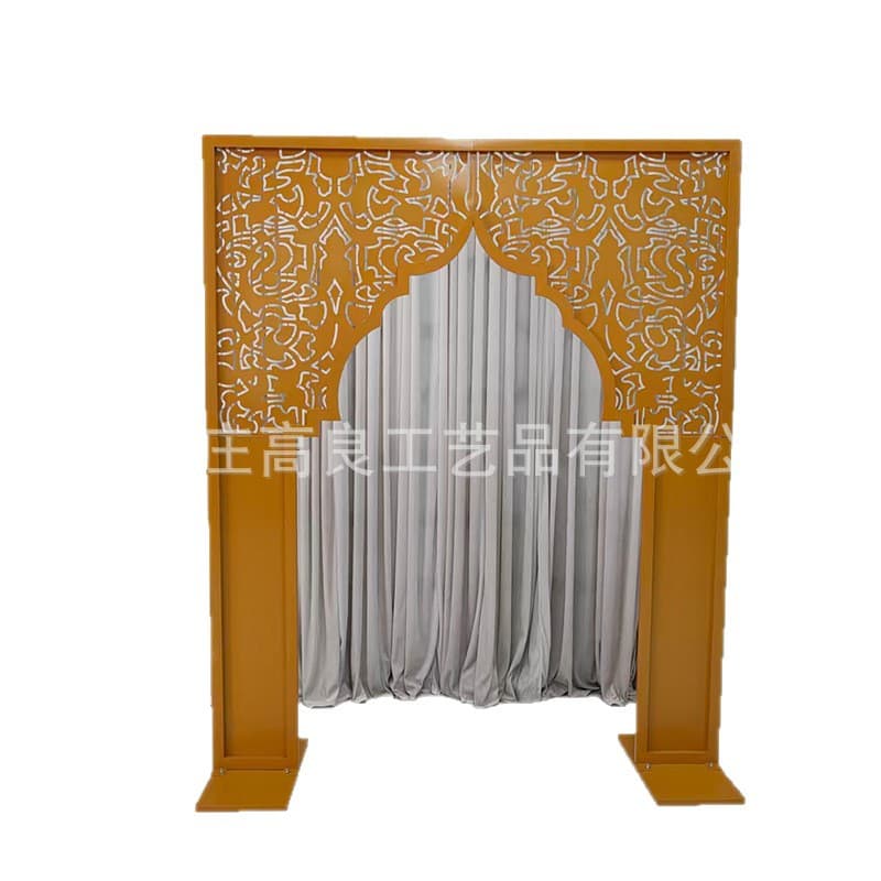 Manufacturer Custom-Made Direct Sales European-Style Carved Arch Wedding Decoration Props Wedding Stage Arrangement Golden-Shaped Door Display