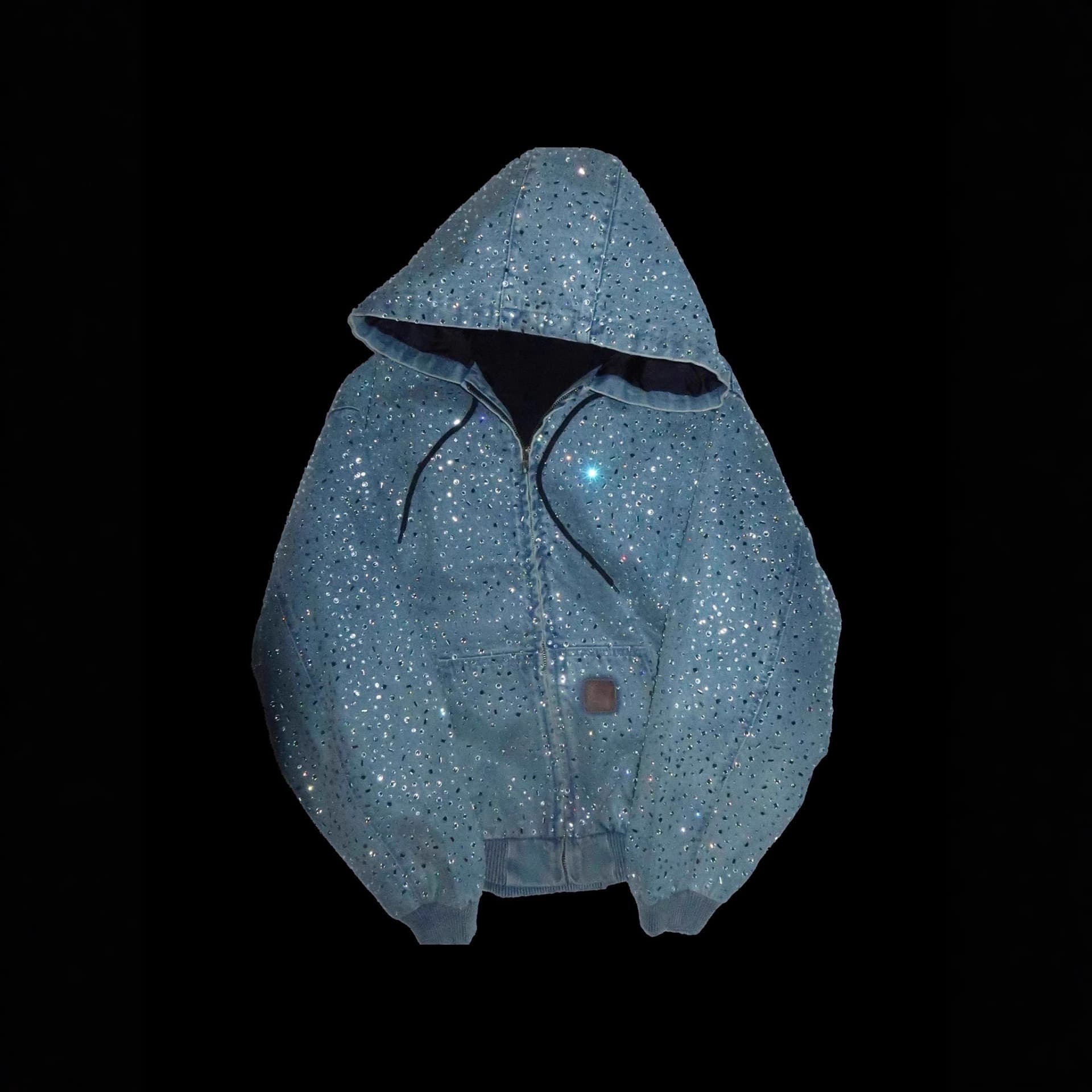 Cross-border Trade Wholesale Sparkle Rhinestone Denim Jacket Crystal Denim Jacket Hoodie Men