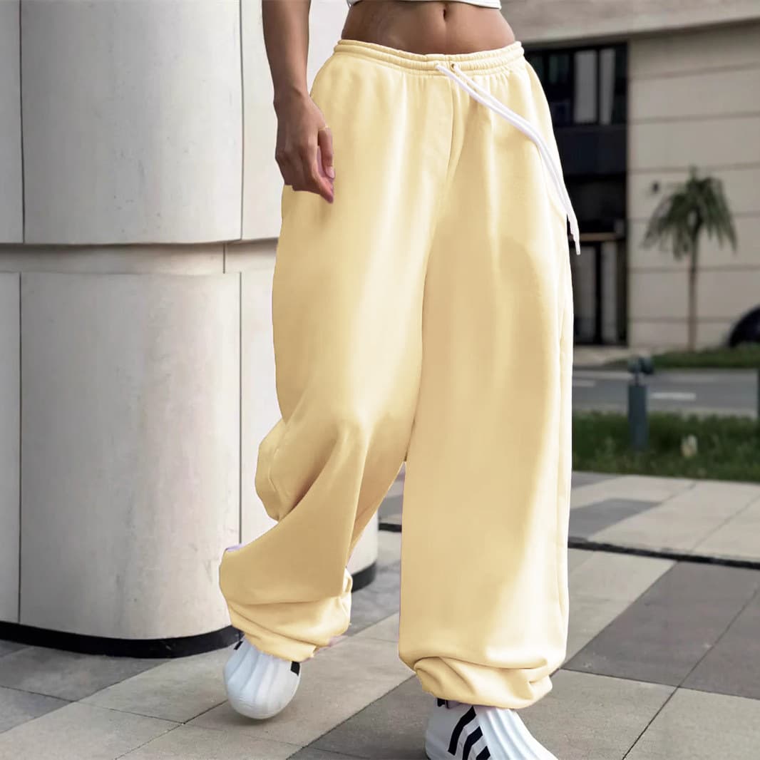 Amazon EU/US Cross-border Casual Women's Street Style Drawstring Pants Y2K Loose Fashion Wide-leg Pants In Stock Wholesale