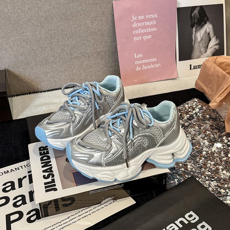 Thick Sole Casual Fashion Dad Shoes Women 2025 Spring Autumn Vintage Breathable Running Sneakers