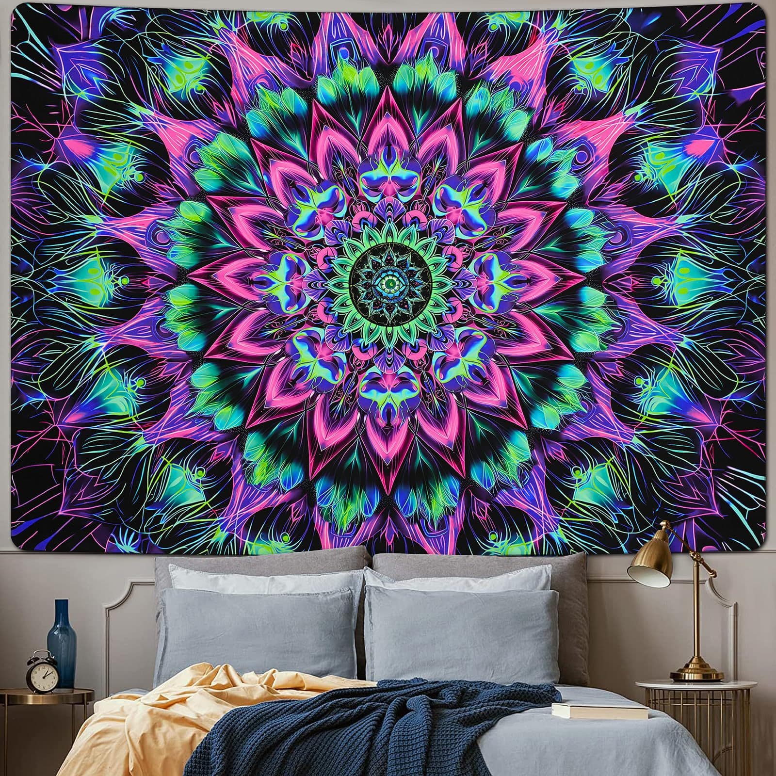 Bohemian Mandala Wall Tapestry Floral Tapestry Living Room Wall Decoration Background Tapestry Bedroom Guest Room Hanging