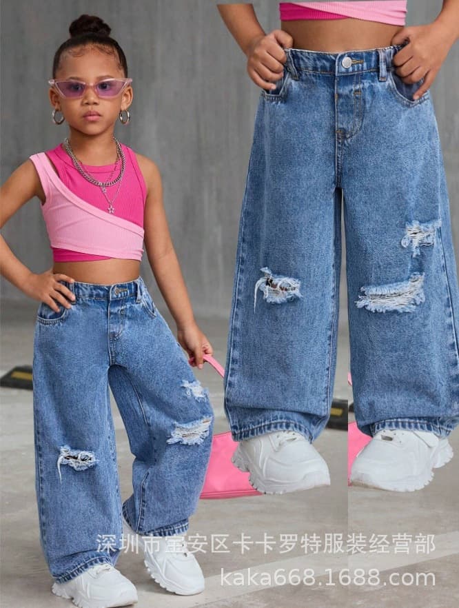 European and American Cross-Border Export Kidsren's Clothing Jeans for Middle and Large Kidsren, Miscellaneous Items, Shein Kidsjeans Brand