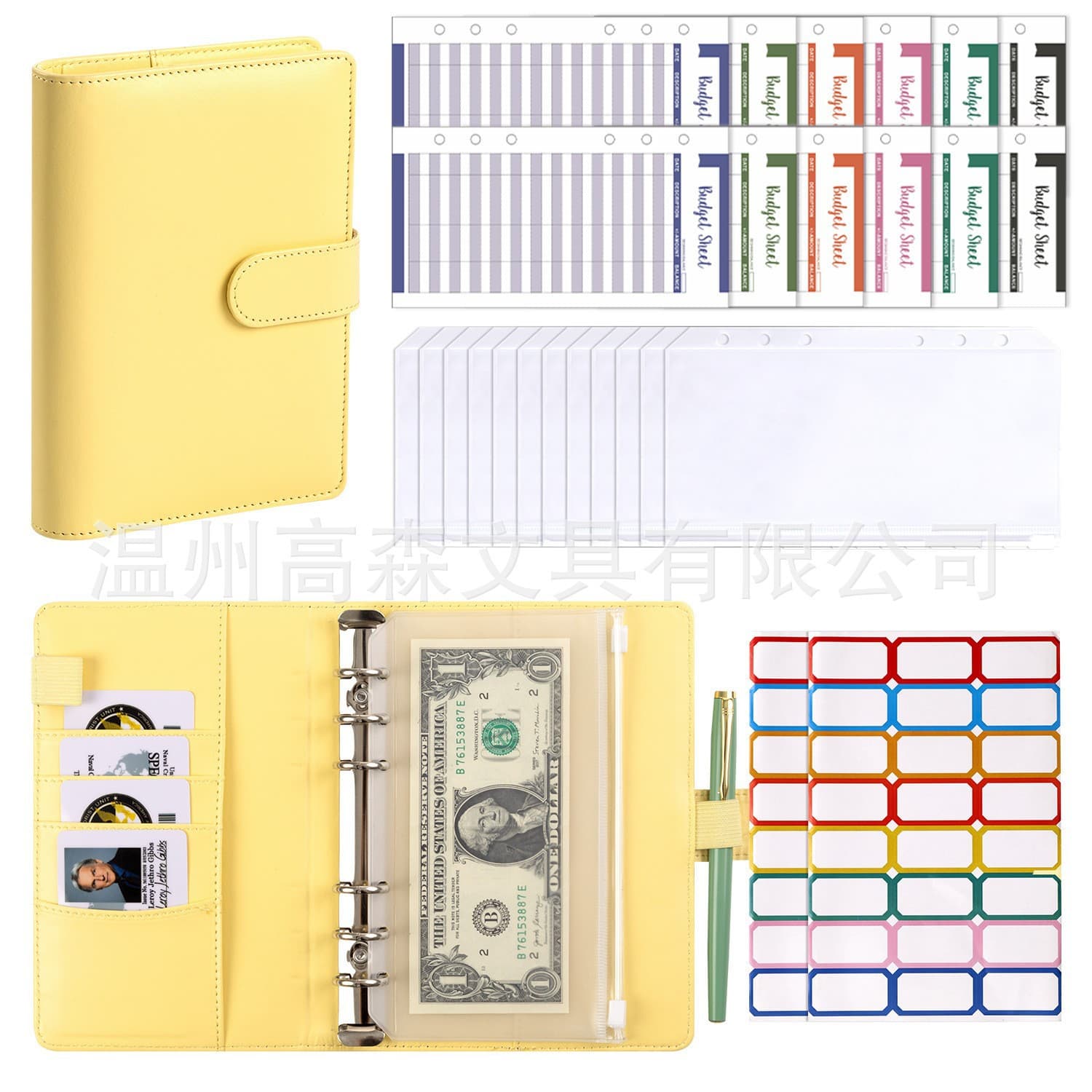 Cross-border Hot Selling A6 Loose-leaf Notebook Macaron Storage Planner Cash Budget Planning Zipper Pouch Notebook