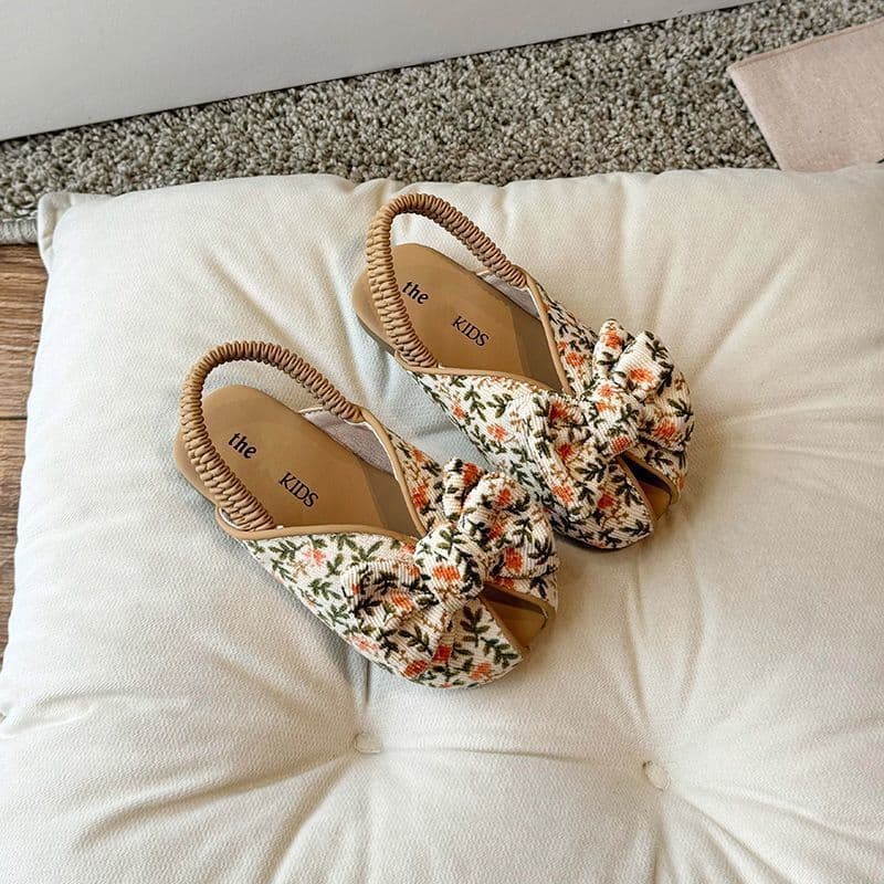 Bohemian Girls' Princess Sandals, Summer Children's Roman Beach Shoes, Bow-Knot Baby Girl Slip-On Sandals