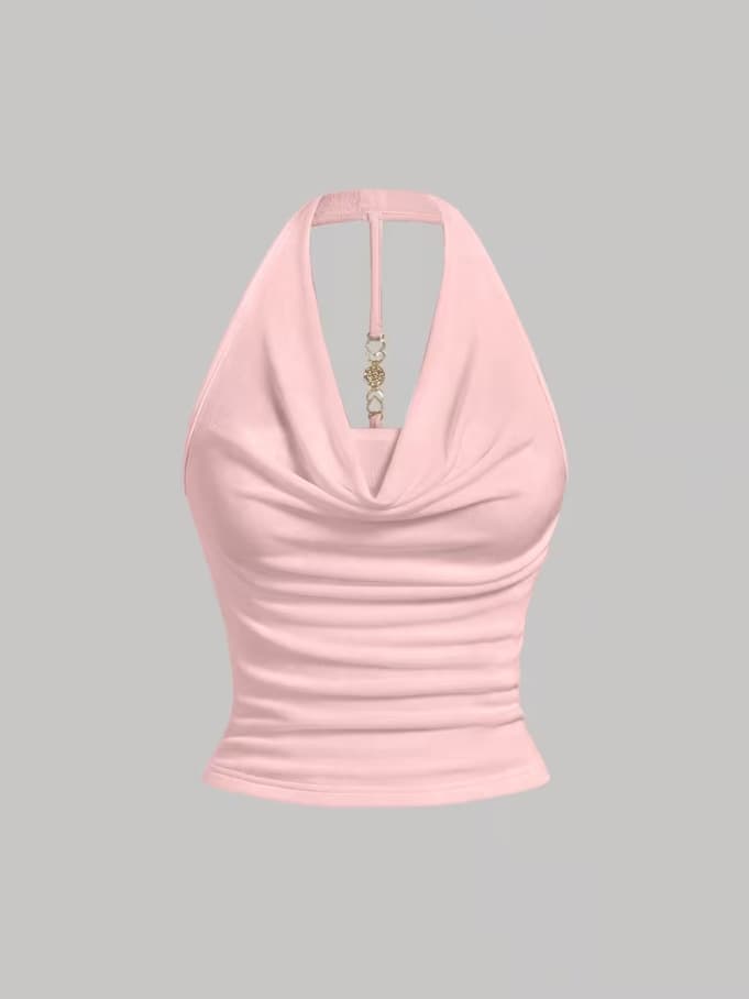 Metal Chain Halter Backless Top Women Fashion Export Temu